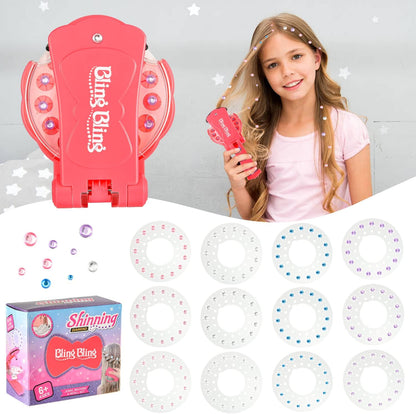 Kit, Juego de Peinado de Diamantes con 180 Gemas para el Cabello, Peinador de Piedras Preciosas para el Cabello, Máquina con Purpurina para el Cabello, Máquina para el Cabello con Diamantes, Kit de Accesorios para el Cabello para niñas y niños