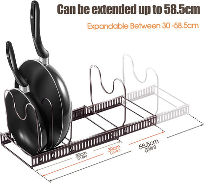 Organizador de ollas y sartenes para gabinete, tabla de cortar expandible con 8 divisores ajustables