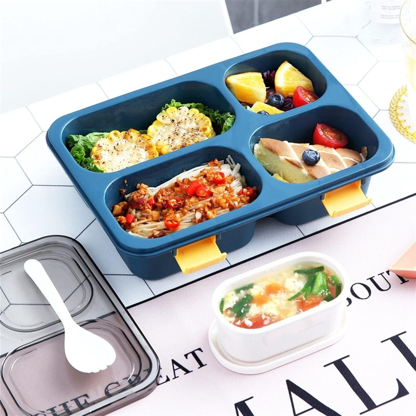 Caja Bento portátil para Exteriores, contenedores de Almacenamiento de Alimentos de Estilo japonés, Fiambrera a Prueba de Fugas para niños con Tazas de Sopa, Cajas de Desayuno