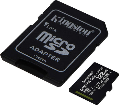 Kingston MicroSDXC Select Plus 128GB (Con Adaptador a SD) Clase 10, UHS-I, U1, V10 Lectura: 100MB/s (SDCS2/128GB)