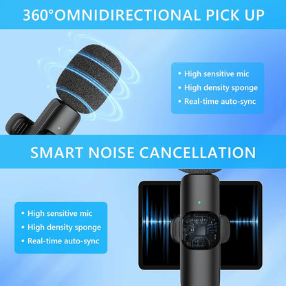 Micrófonos inalámbrico Lavalier compatible con iP/Android/laptop, Plug and Play para grabación de video en vivo