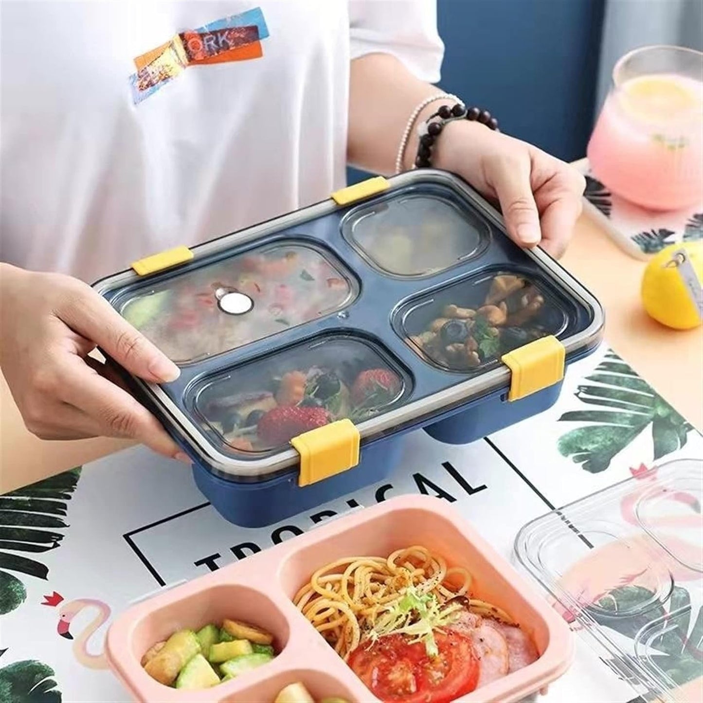 Caja Bento portátil para Exteriores, contenedores de Almacenamiento de Alimentos de Estilo japonés, Fiambrera a Prueba de Fugas para niños con Tazas de Sopa, Cajas de Desayuno