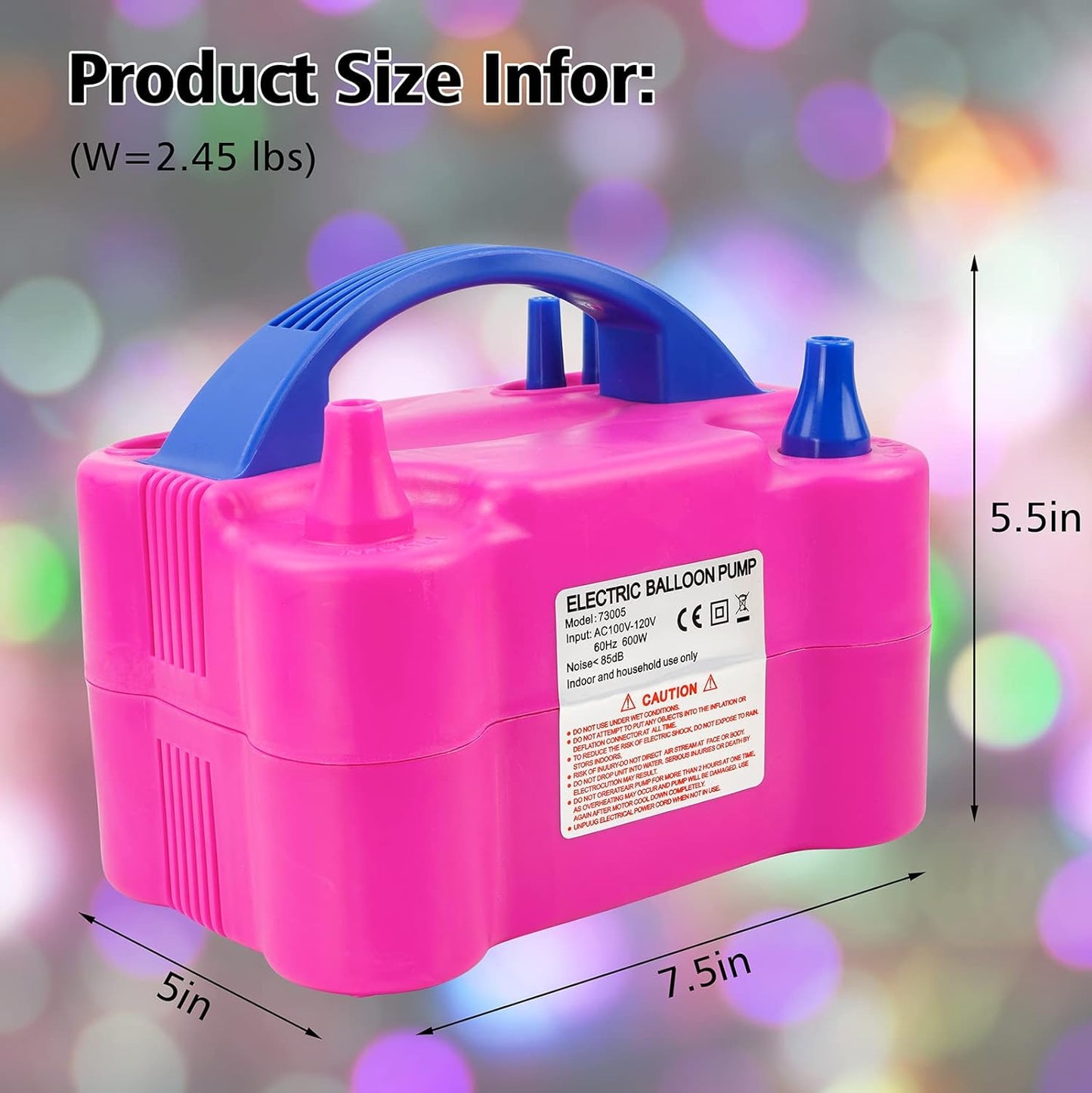 Bomba de Globos, Bomba de Globos Eléctrica, Doble Boquilla para Globos de Látex, Bomba de Globos 110V 600W, Dos Modos de Funcionamiento, Bomba de Globos Eléctrica para Bodas, Cumpleaños, Celebraciones, Inflado de Globos