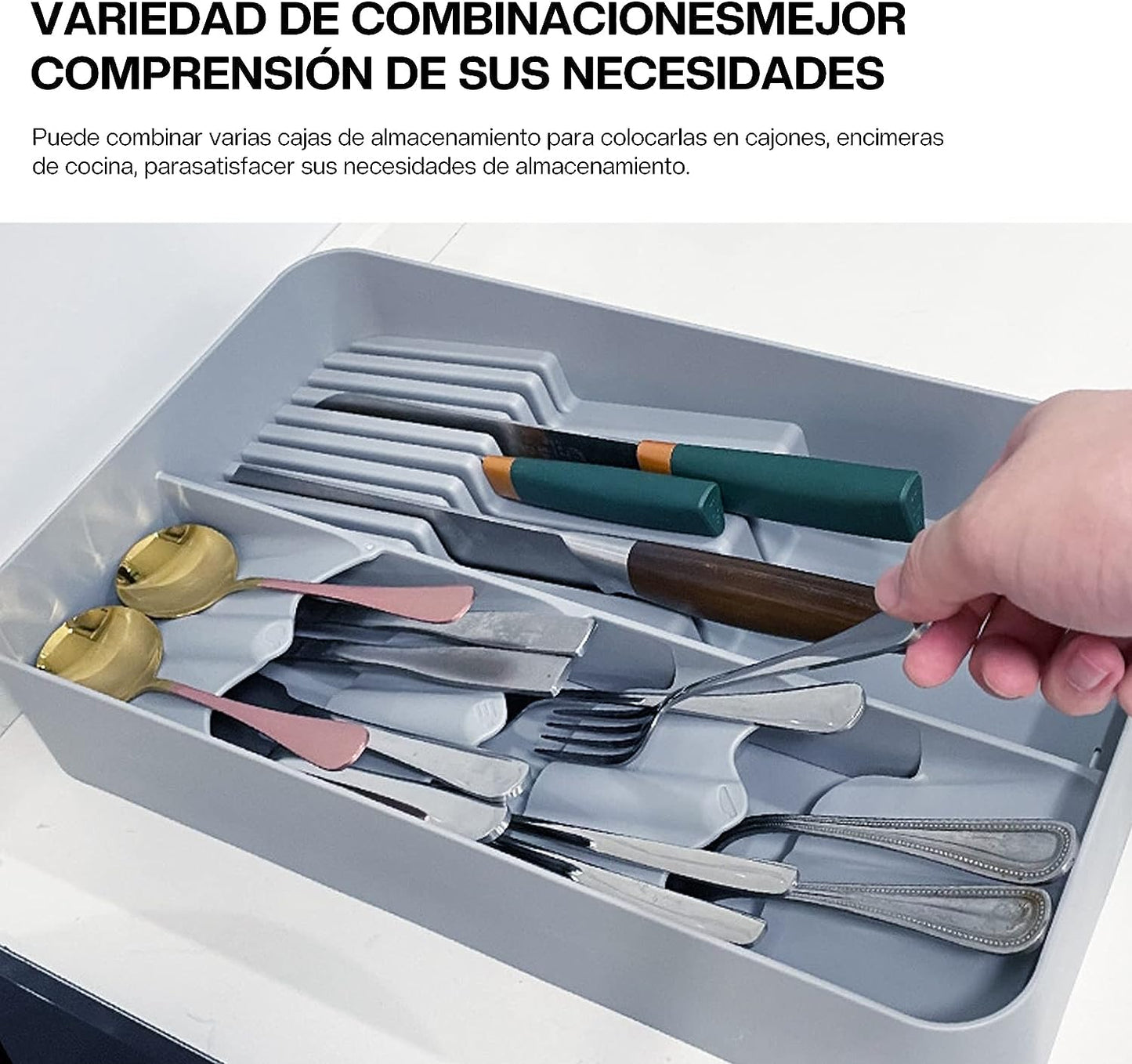 Bandeja Organizador de Utencilios de Cocina Diseño de Dos Pisos Antideslizante para Cubiertos