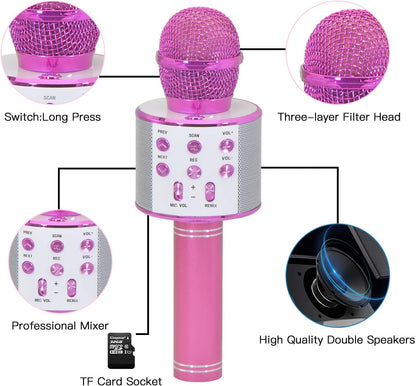 Micrófono Multicolor Para Karaoke Diseño Inalámbrico mediante Bluetooth