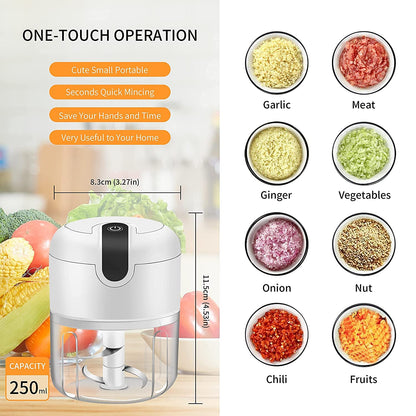 Mini procesador de alimentos eléctrico, pulverizador, electrodoméstico, picadora de carne picada de ajo, portátil