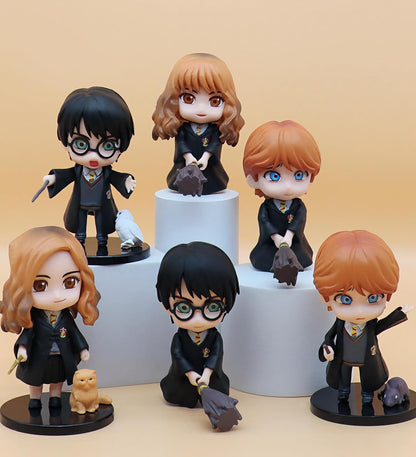 Set de 6 Figuras Coleccionables de HP,  Hermione, Ron Weasley