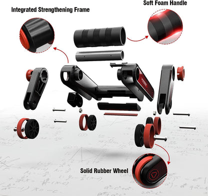 Rueda para Entrenamientos Abdominales en Interiores Diseño 3 en 1 Con Ligas de Resistencia Ideal para Entrenamientos Centrales