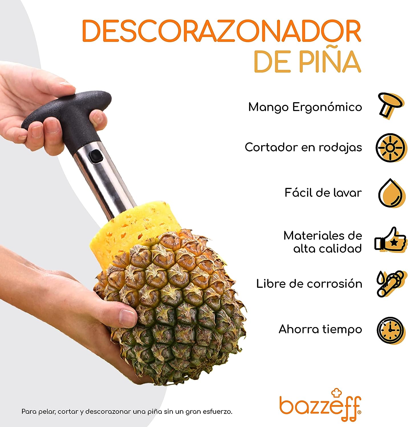 Descorazonador de piña de acero inoxidable de alta resistencia cortador de piña con doble función de corte y extracción