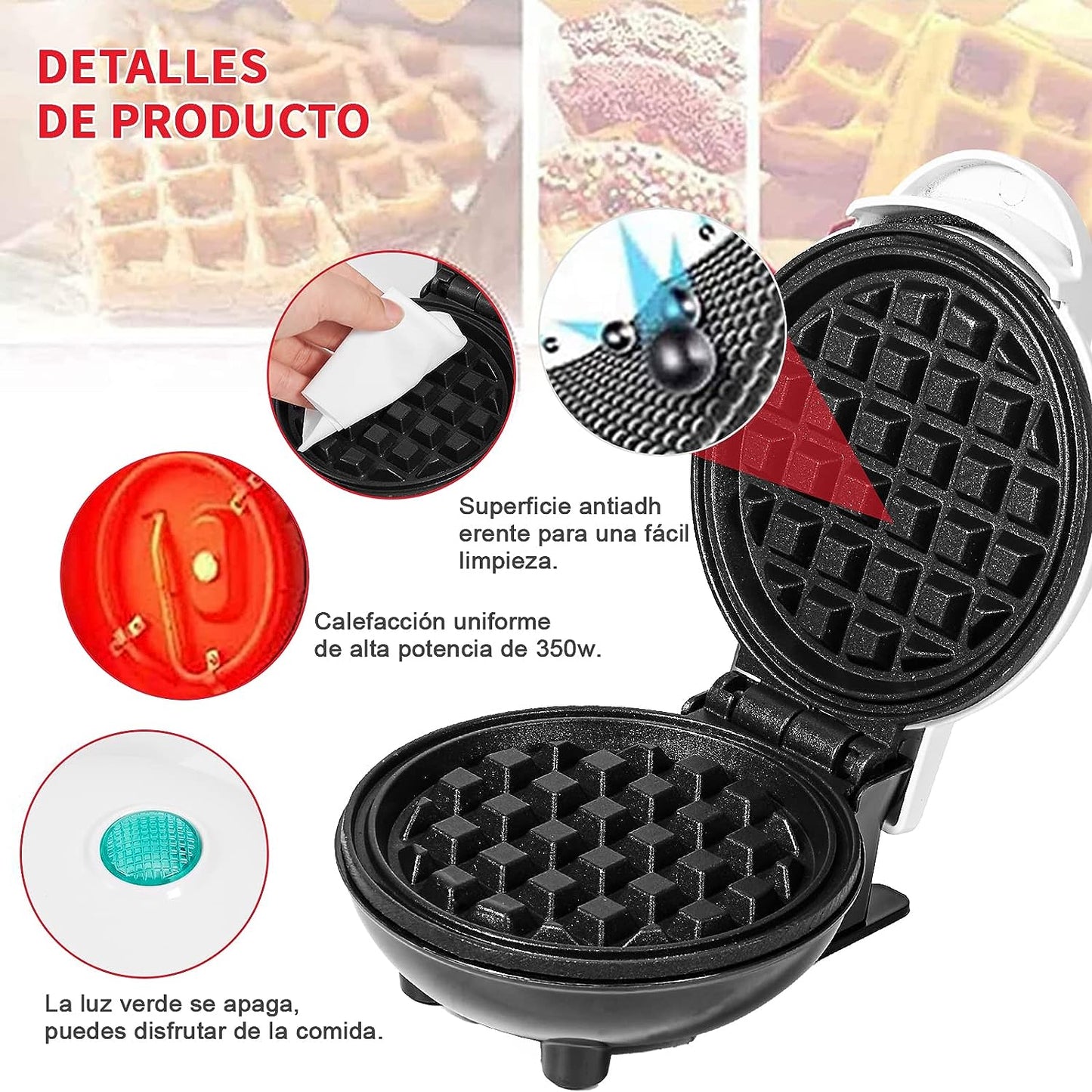 Wafflera Eléctrica con Doble Plancha Antiadherente Forma de corazón para Hacer panini, Hash Browns y Otros almuerzos