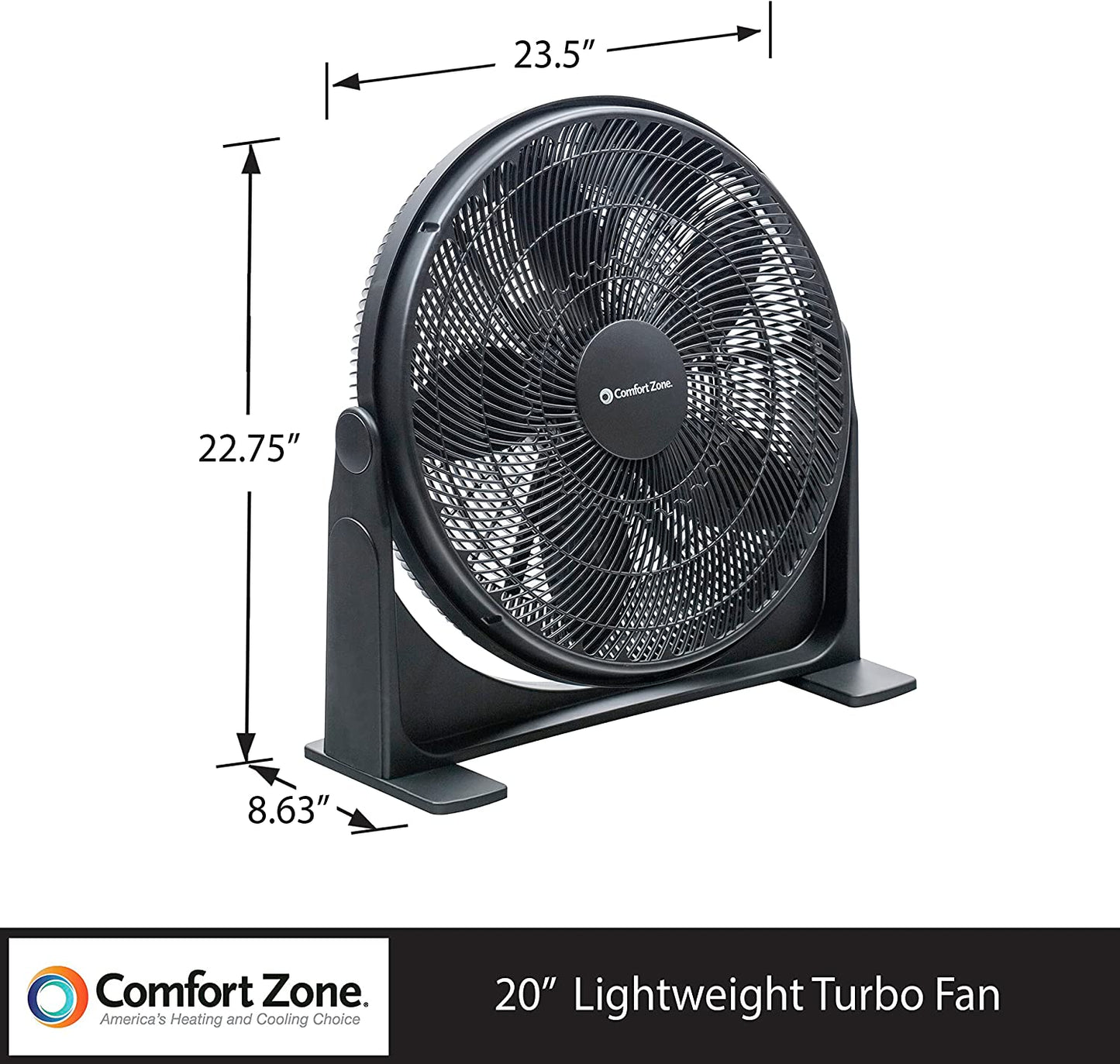 Ventilador de alta velocidad de 3 velocidades con inclinación y base