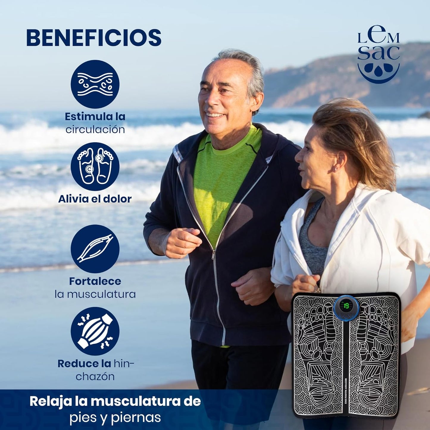 Estimulador de pie estera de masaje eléctrica con Pulsos de Baja Frecuencia, Cojín para Estimulación Muscular Eléctrica, Tapete de fisioterapia automático para circulación