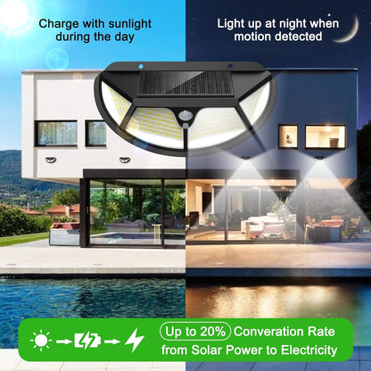 Lámpara de pared solar para exteriores, movimiento y sensor de luz, luces de reflector IP65 para jardín, patio, puerta de pared