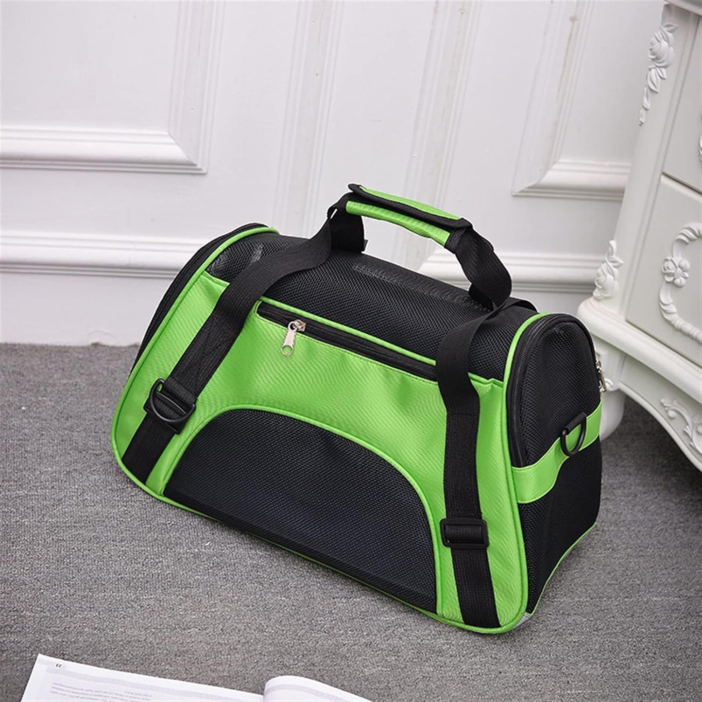 Transportadora para perros plegable, portátil, suave, transpirable, esencial de viaje, 4 ventanas de malla, 2 entradas, bolsa transportadora para mascotas, para gatos, perros y animales pequeños (Morada)