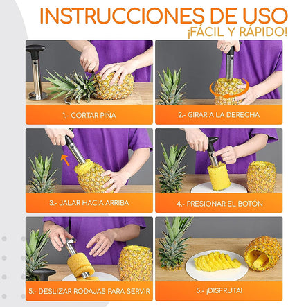 Descorazonador de piña de acero inoxidable de alta resistencia cortador de piña con doble función de corte y extracción