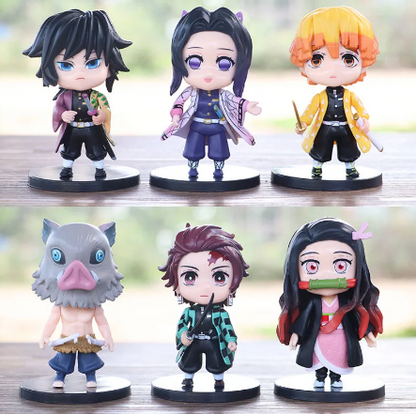 Set de 6 figuras coleccionables de kimetsu no yaiba 8 - 10 cm