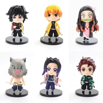 Set de 6 figuras coleccionables de kimetsu no yaiba 8 - 10 cm