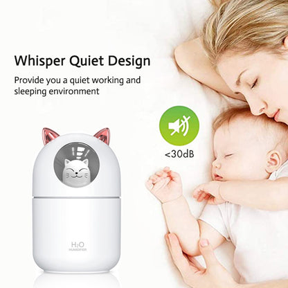 Humidificador de Escritorio En Forma de Gatito Personal USB con luz Nocturna para Dormitorio de bebé, Viaje, Oficina