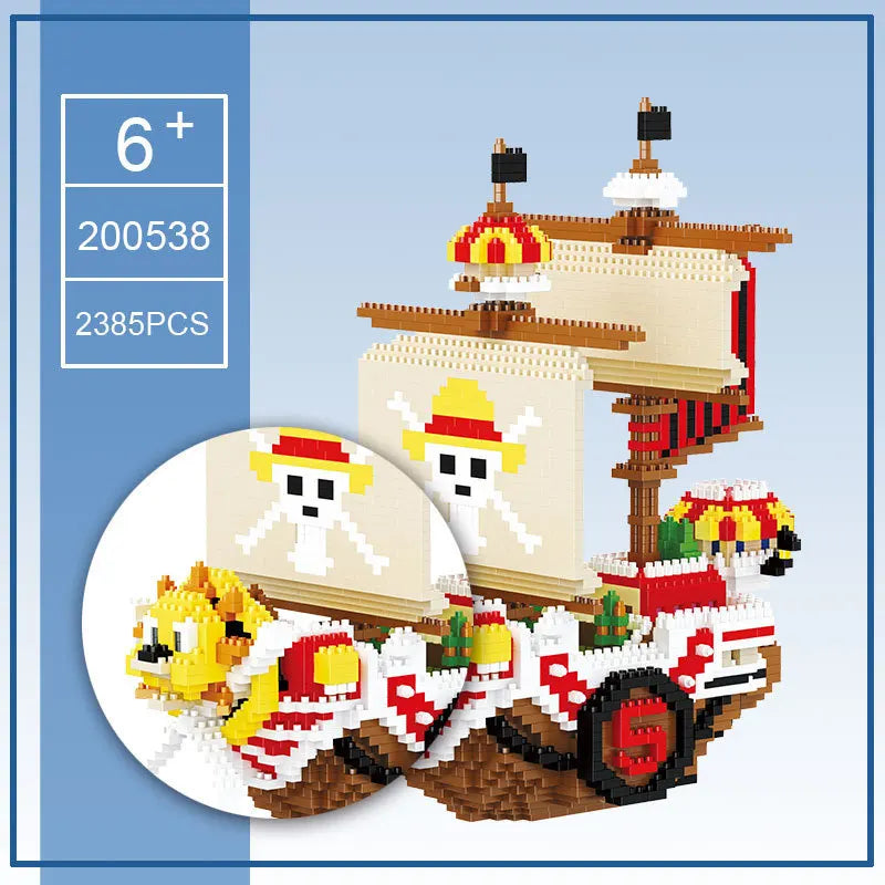 Thousand Sunny-minifiguras de barco de piratas, modelo 3D de bloques de construcción de Anime, juguete para niños, regalo de cumpleaños, 2385 piezas + una pieza