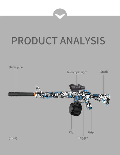 Pistola eléctrica de hidrogel para exteriores M416, inyector de bolas contra salpicaduras, pistola inyectora eléctrica de bolas de gel