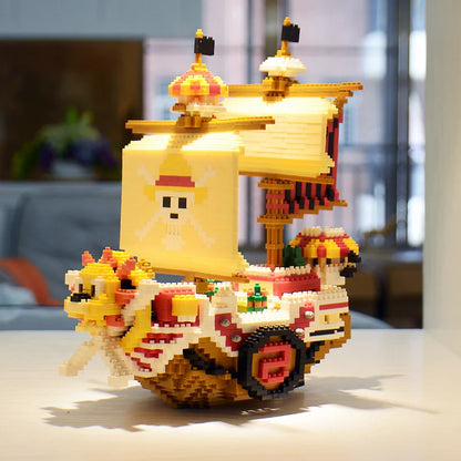 Thousand Sunny-minifiguras de barco de piratas, modelo 3D de bloques de construcción de Anime, juguete para niños, regalo de cumpleaños, 2385 piezas + una pieza