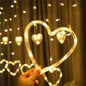 Cortina LED en Forma de corazón Cadena de luz para Colgar en la Ventana Luces de Cortina Cadena Net Navidad Decoración para Fiestas en casa Lámparas de decoración romántica de 2.5 Metros