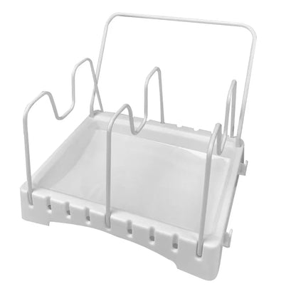 Organizadores para ollas de cocina, duraderos estantes de almacenamiento con espacio ajustable, estante multifunción con barra de toallero, estantes de armario empalmables