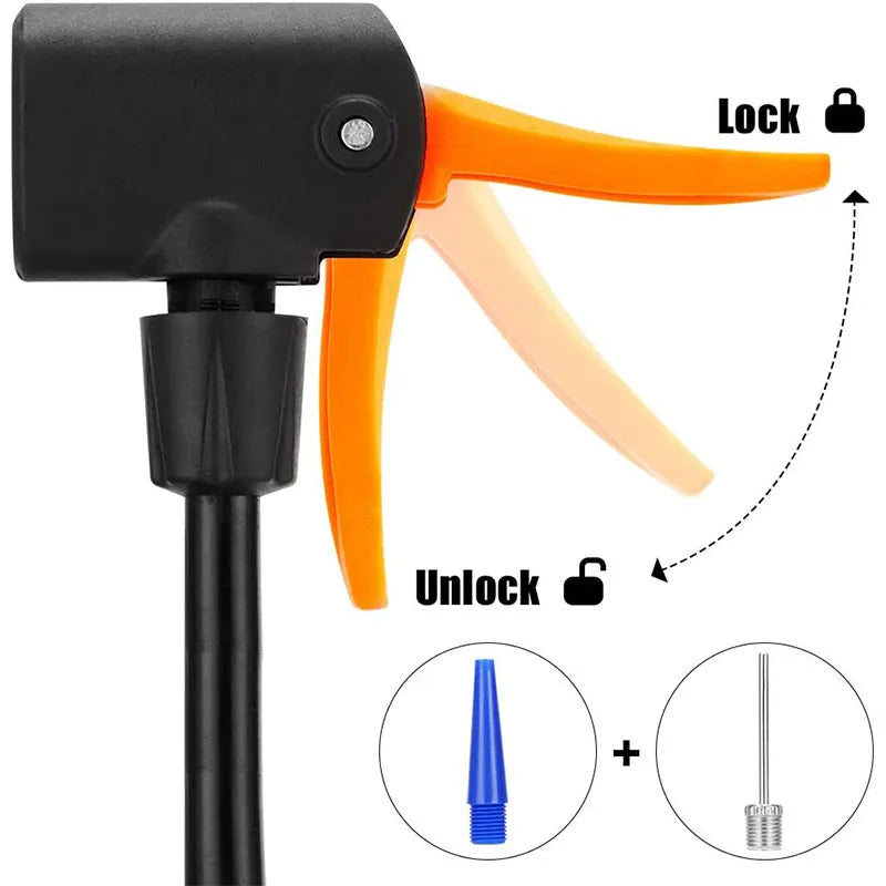 Bomba de aire portátil con manómetro y Cabeza válvula Dual Inteligente, Alta presión 120 PSI,Inflador neumáticos Bicicleta Duradero para Scooter