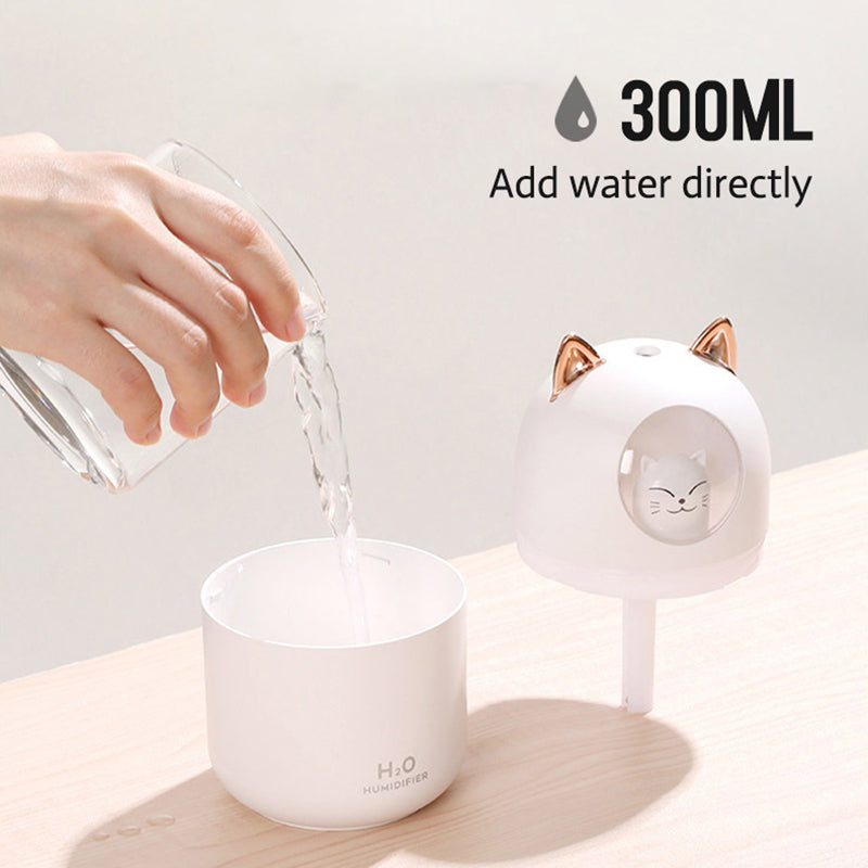 Humidificador de Escritorio En Forma de Gatito Personal USB con luz Nocturna para Dormitorio de bebé, Viaje, Oficina