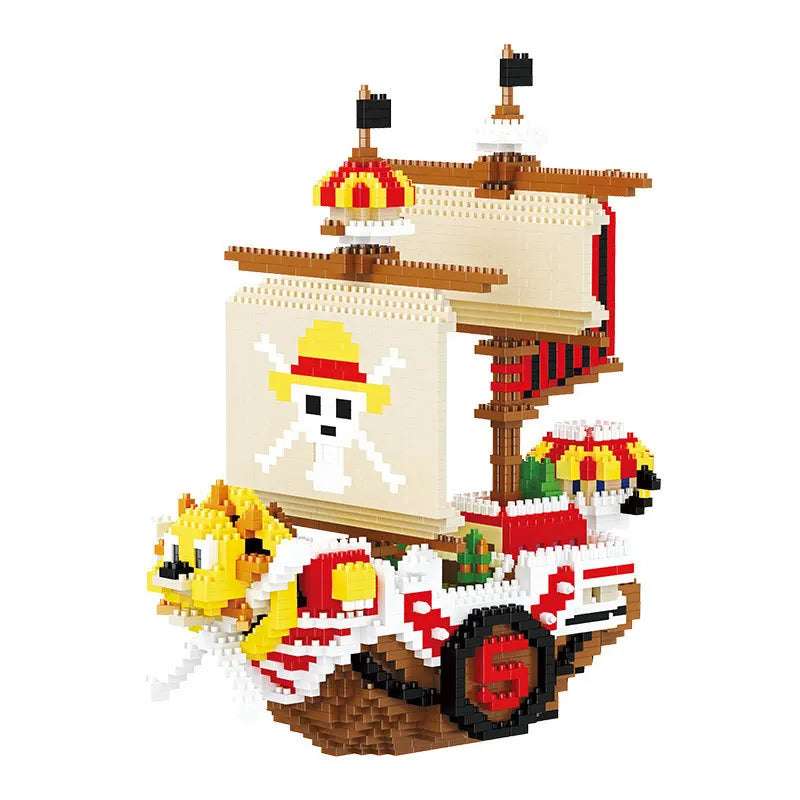 Thousand Sunny-minifiguras de barco de piratas, modelo 3D de bloques de construcción de Anime, juguete para niños, regalo de cumpleaños, 2385 piezas + una pieza