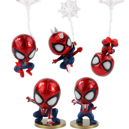 Set de 5 figuras de Spider-Man, modelo de decoración de coche, adorno, juguete para niños, regalos de cumpleaños