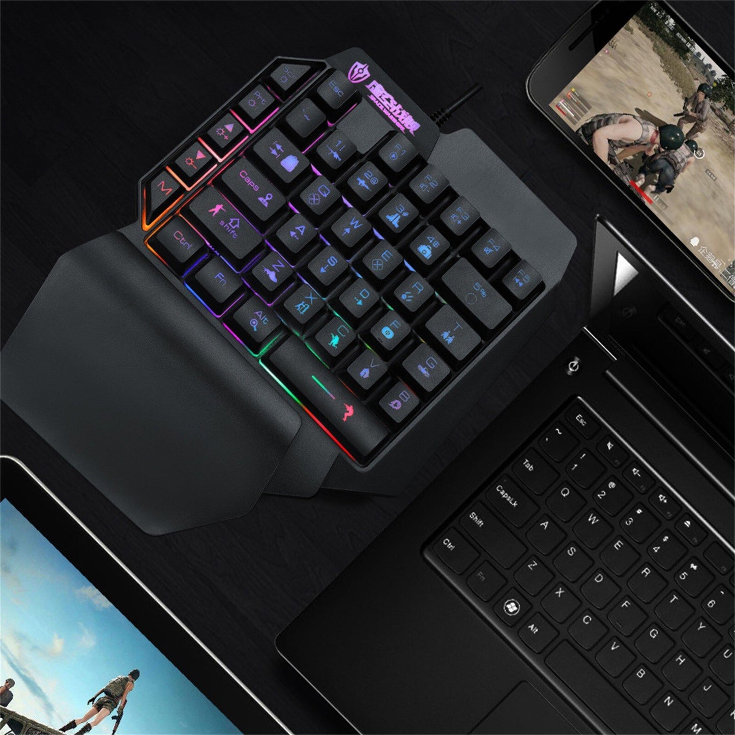 Mini Teclado Portátil para Juegos con Retroiluminación RGB