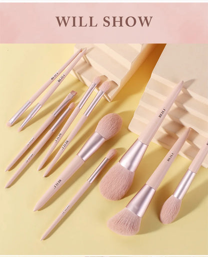 Brochas de maquillaje, 11 piezas, juegos de brochas de maquillaje profesionales, brocha para base, polvos para mezclar, correctores de rubor, juego de brochas de maquillaje para ojos con bolsa de cosméticos de cuero de PU