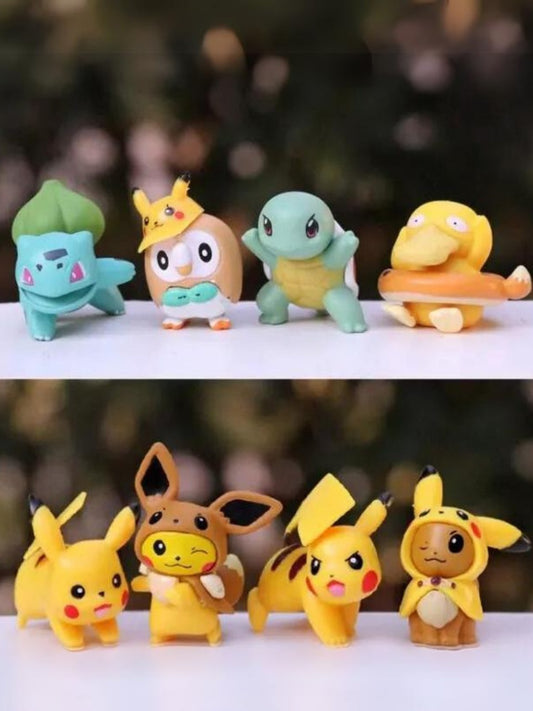 Set de 8 figuras cleccionables de Pokect Monater 1 generacion Anime/Manga