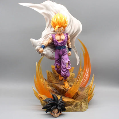 Figuras de acción de DBZ, juguetes de colección de PVC, estatua de doble cabeza, Super Saiyan, 37cm