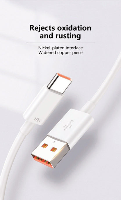 Cable USB Type C 1M Carga Súper Rápida, Cable de datos 10A, 120W Compatible Con Huawei