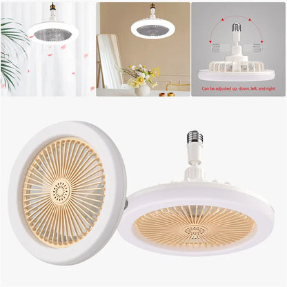 Ventilador de Toma de luz, Ventiladores de iluminación y Techo, Ventilador de Techo con Luces de Control Remoto, Ventilador de Techo enroscado en la Toma de luz, iluminación Regulable-C