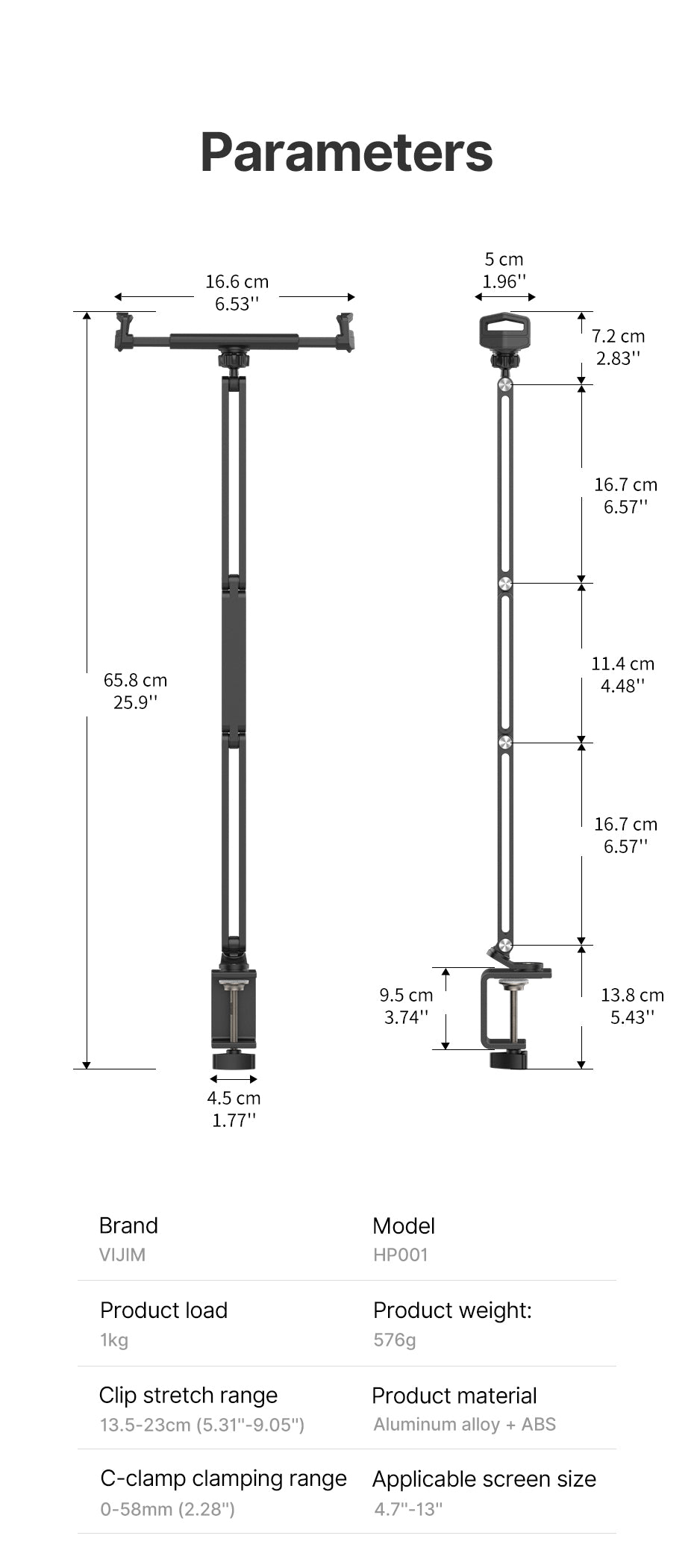 Soporte ajustable multiángulo de 5 ejes giratorio de aleación de aluminio plegable, soporte de video para tableta de 4 a 14 pulgadas