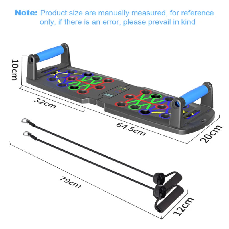 Tabla de empuje, portátil, multifunción, plegable, 20 en 1, soporte de empuje para gimnasio en casa, equipo de entrenamiento de fuerza, asas de empuje para flexiones perfectas, fitness en casa para hombres y mujeres
