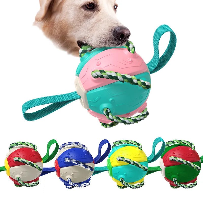 Pelota De Fútbol De Juguete para Perros Diseño Interactivo 2 en 1 Para Masticar