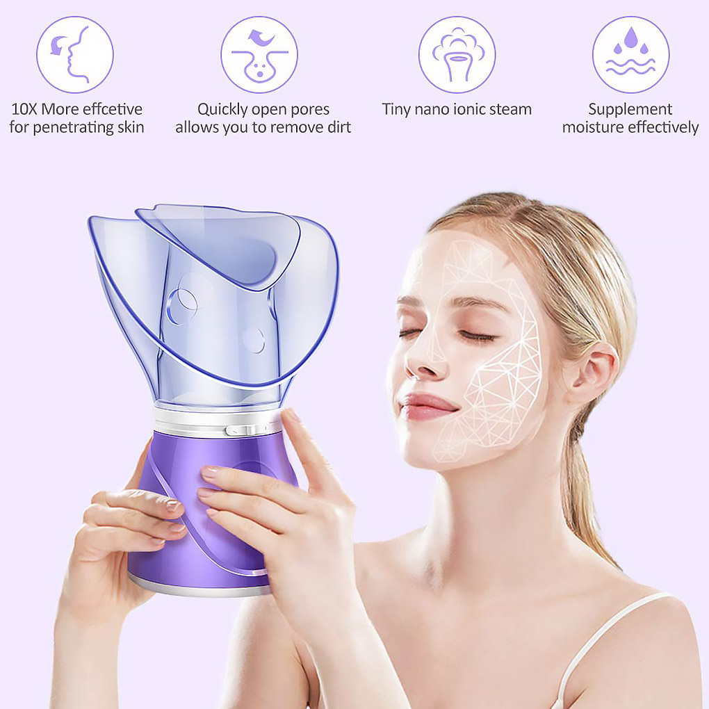 Vaporizador facial con nano iones permeables de vapor caliente portátil, adecuado para la hidratación del spa de sauna en el hogar