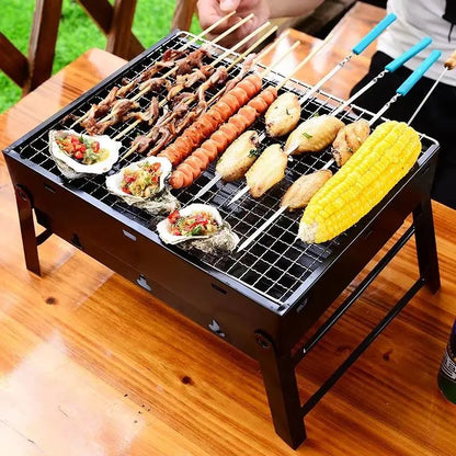 Parrilla al aire libre, compacta y conveniente, esencial para el ocio al aire libre, barbacoa, camping, yakiniku, carne, verduras, mariscos, montañas, ríos, mar