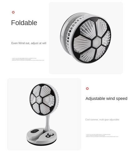 Ventilador Plegable Portátil, Recargable Micro USB Reducción de Ruido