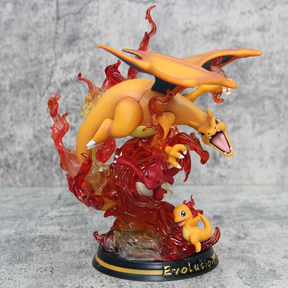 Figura Coleccionable de Anime, Pokemom Evolution Charizard Greninja Mewtwo Slowpoke Gengar Eevee Ornamenta de PVC con Luz LED Incluida