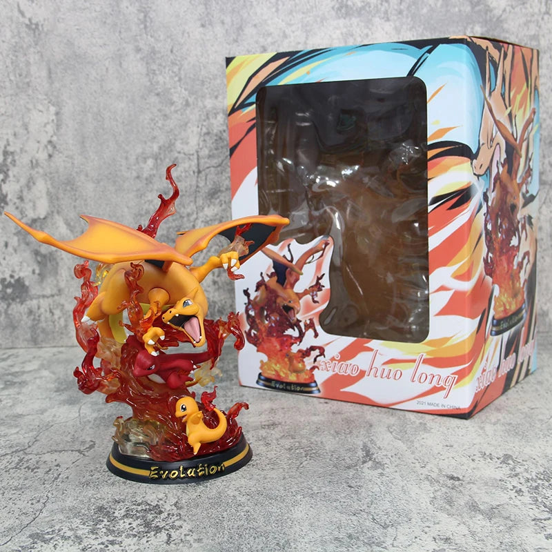 Figura Coleccionable de Anime, Pokemom Evolution Charizard Greninja Mewtwo Slowpoke Gengar Eevee Ornamenta de PVC con Luz LED Incluida