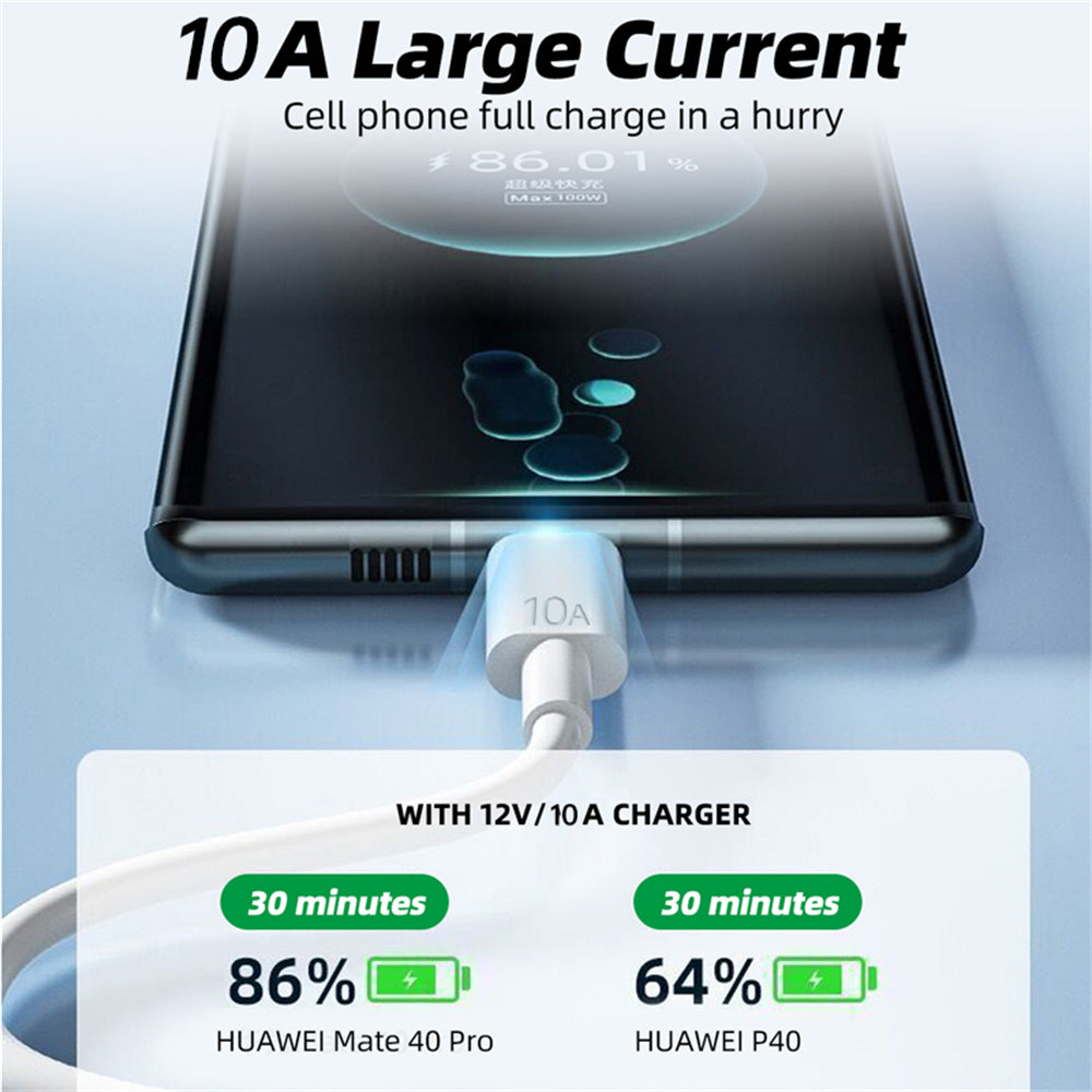 Cable USB Type C 1M Carga Súper Rápida, Cable de datos 10A, 120W Compatible Con Huawei