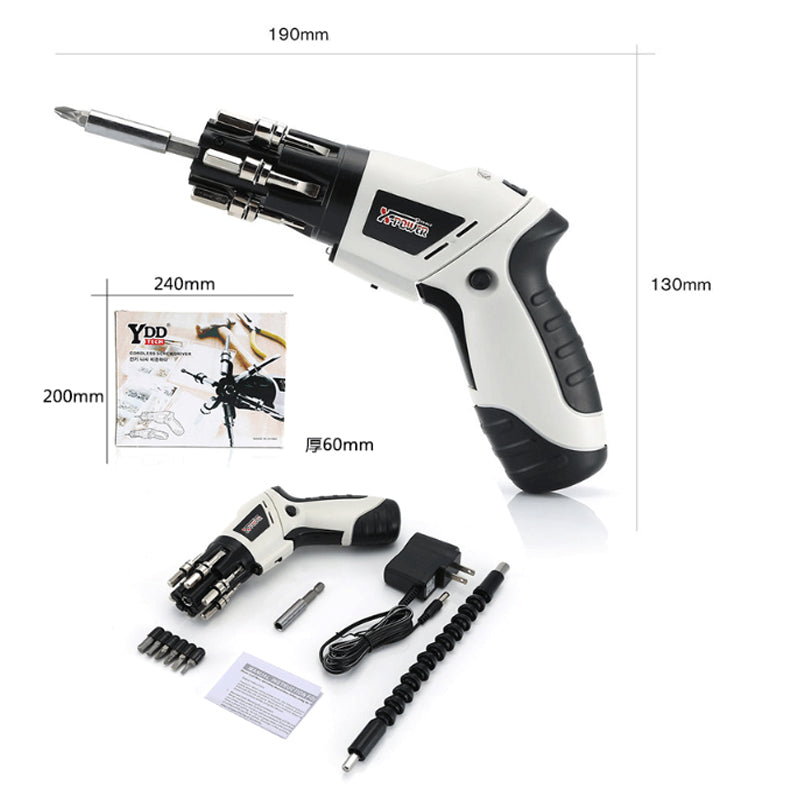 Taladro Atornillador, Destornillador Inalámbrico de 4.8V, Atornillador Eléctrico de 2 Velocidades 3Nm/180 RPM, Batería de Litio 700mAh