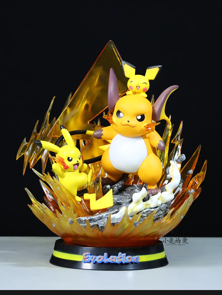 Figura Coleccionable de Anime, Pokemom Evolution Charizard Greninja Mewtwo Slowpoke Gengar Eevee Ornamenta de PVC con Luz LED Incluida