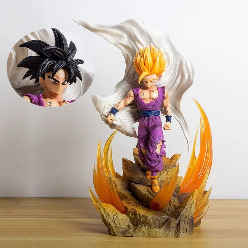 Figuras de acción de DBZ, juguetes de colección de PVC, estatua de doble cabeza, Super Saiyan, 37cm