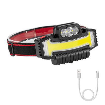 Faro LED multifunción + reflector COB, luz fuerte de haz largo, recargable tipo c, linterna de pesca al aire libre